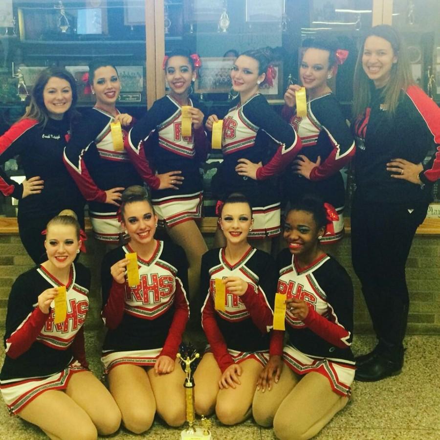 RHS Varsity dance team with there trophy for third place. 