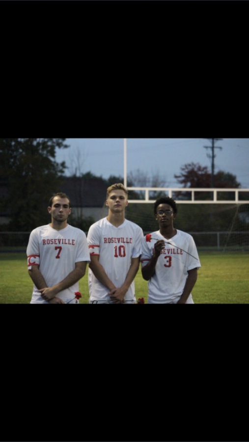 Senior co-captains #10 Austin Lorentzen, #7 Noah Daudlin, #3 Kaleb Taylor-Terry