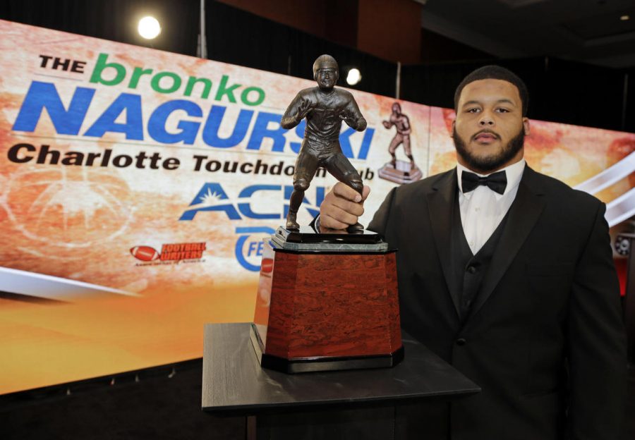 Aaron Donald with the AP Defensive player of the year award.
