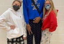 To kick off spirit week, seniors Hayleigh Klemm, Diontae Russell-Johnson and Alyssa Dix dress up in their pajamas.